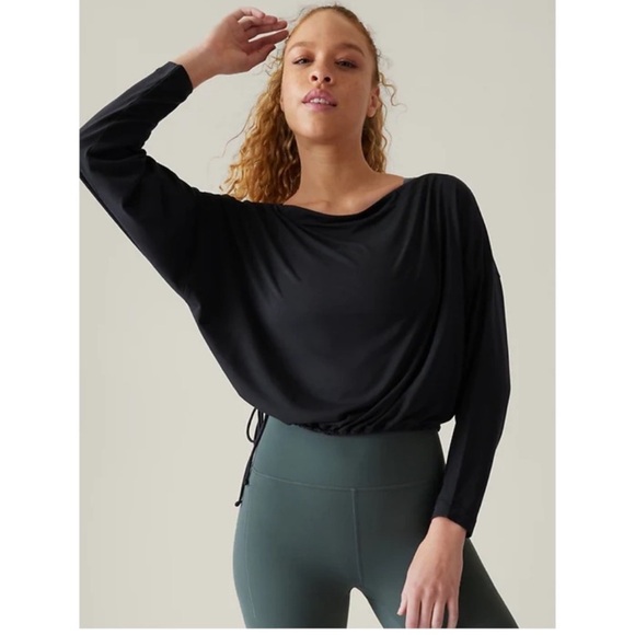 Athleta Black Draped Women's Blouse - Picture 1 of 5
